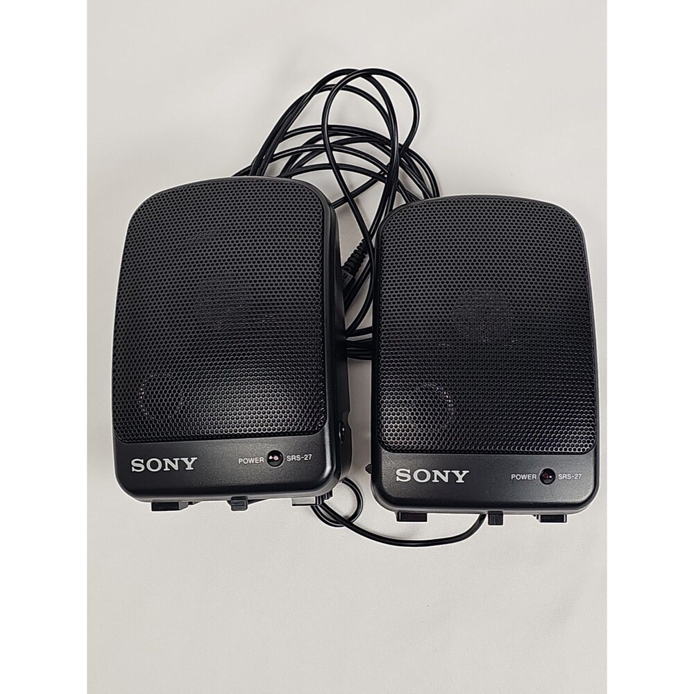Sony SRS-27 Portable Stereo Speaker System Set of 2 Vintage Black Japan